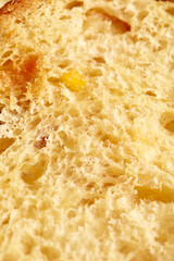 Detail of spongy dough of easter bread, christmas panettone