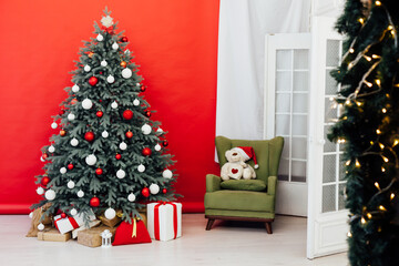 New Year's Interior Christmas Tree with home gifts