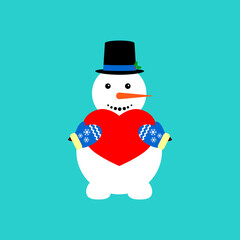 Snowman icon, flat winter symbol graphic design template, Christmas time, vector illustration