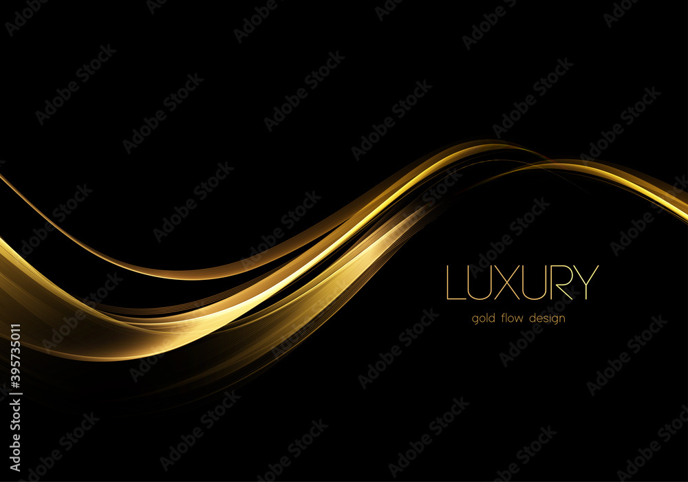 Poster abstract shiny color gold wave design element