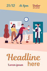 Parents going to doctor with their child. Physician greeting patient and baby crying flat vector illustration. Healthcare and hospital concept for banner, website design or landing web page