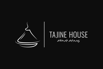 Tajine or tagine logo on black background. - 395735432