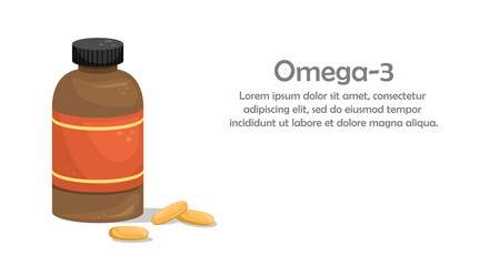 A bottle of fish oil capsules. Biologically active additive. Omega-3