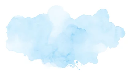 Fotobehang Abstract soft blue of stain splashing watercolor on white background © Artnizu