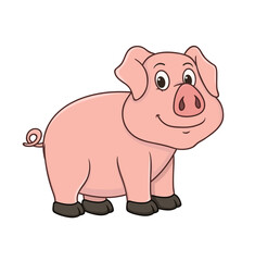 cute pig. vector illustration character in cartoon style. isolated on white background