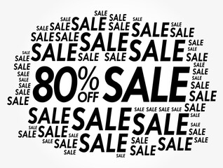 80% OFF Sale word cloud collage, business concept background