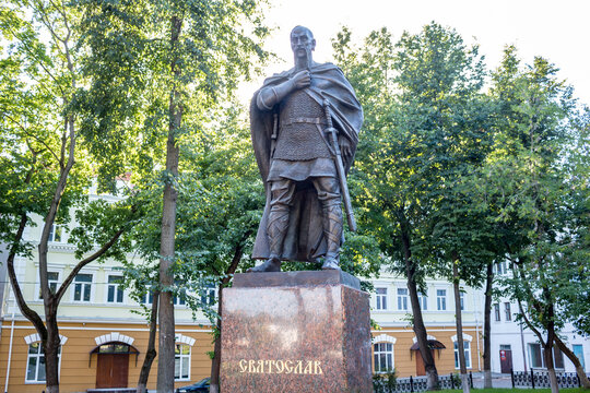 SERPUHOV, RUSSIA - AUGUST 2017: Monument to Prince Svyatoslav in Serpukhov
