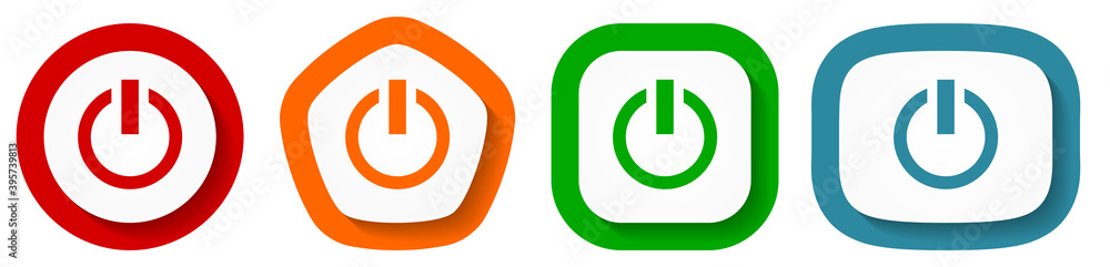 Poster Set of flat design vector power buttons, switch symbol illustration in eps 10