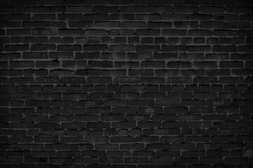 Naklejka na ściany i meble Black brick wall. Vintage dark background for creative design.