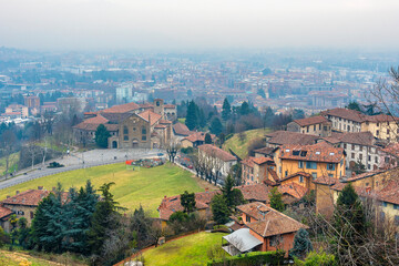 Fototapeta premium Citta Alta view from Rocca di Bergamo in Italy