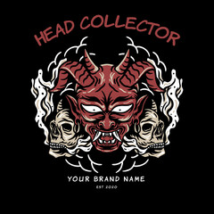 devil and skull head illustration