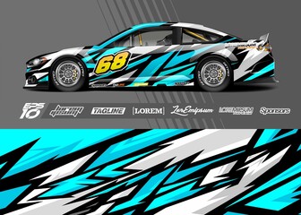 Car wrap decal designs. Abstract racing and sport background for racing livery or daily use car vinyl sticker.
