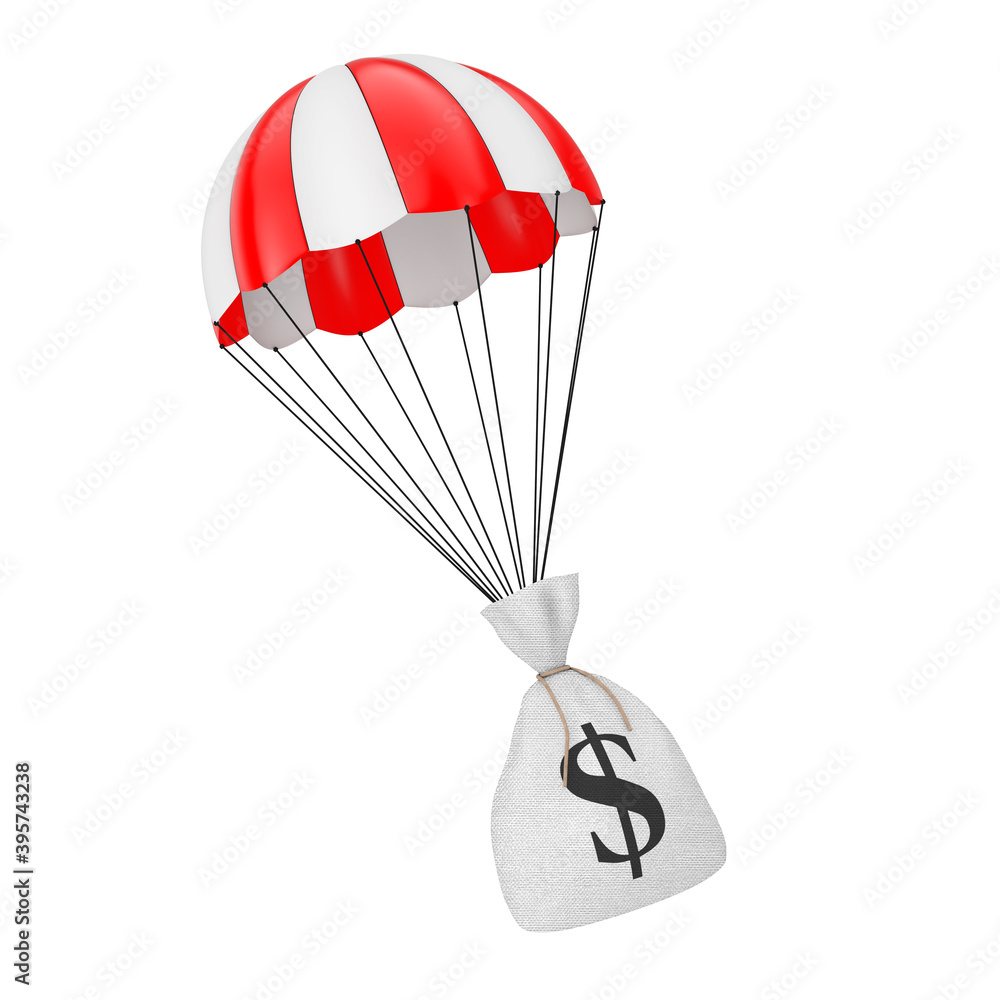 Poster help with fast money concept. tied rustic canvas linen money sack or money bag with dollar sign fall