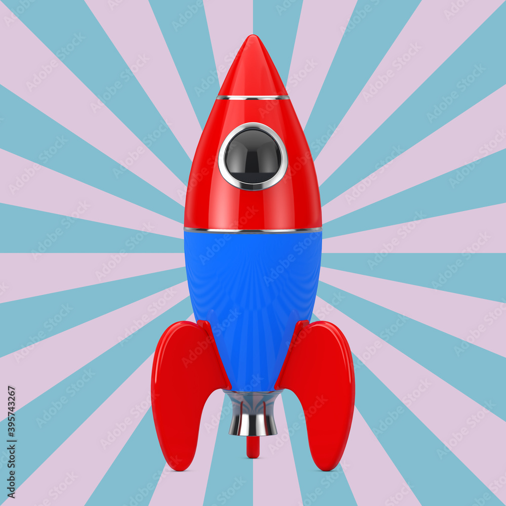 Aufkleber childs toy rocket on a vintage star shape background . 3d rendering