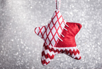 Christmas decoration - a star sewn from fabric. Eco principle. Reuse of waste items.