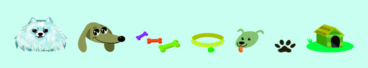 set of accessories for pets. Indoor dog icon design template with various models. vector illustration isolated on blue background