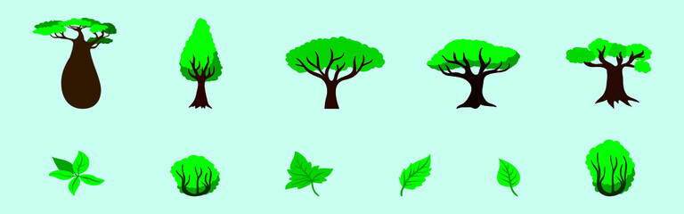 Obraz premium set of forest. tree and leaves cartoon icon design template with various models. vector illustration isolated on blue background