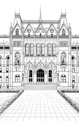 漫画風ペン画イラスト 西洋風 城 Wall Mural Wallpaper Murals Haikeisouko