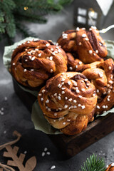 Swedish Christmas cinnamon rolls with Cristal sugar