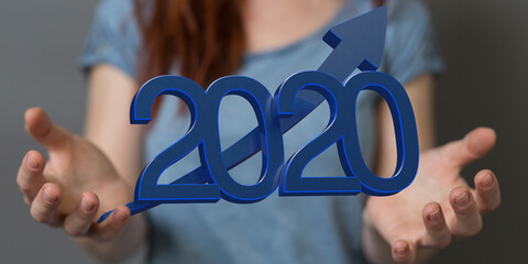 business year 2020 up goals and  success illustration