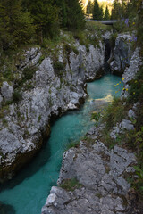 Velika Korita oder große Schlucht von Soca-Fluss, Bovec, Slowenien. Julianische Alpen