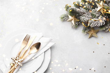 Christmas or new year table setting
