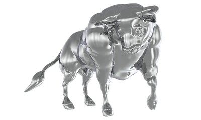 Fototapeta na wymiar White metal bull isolated on white background 3d illustration