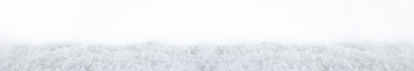 Border of white snow isolated on white background. Banner.
