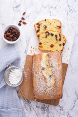 Sweet cake with raisins