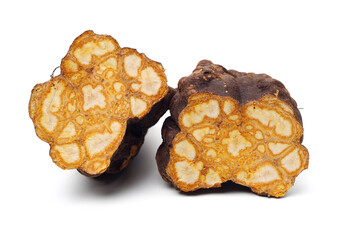 The Chinese medicine Polygonum multiflorum on white background