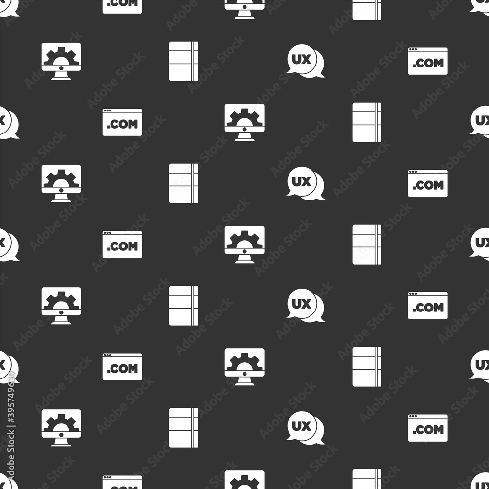 Poster set ui or ux design, , web development and sketchbook album on seamless pattern. vector.