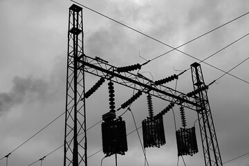 Poles with high voltage wires