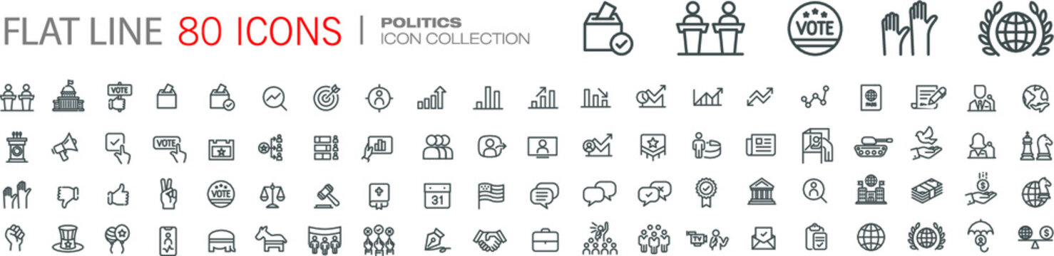 Elections line icons set. Modern graphic design concepts, simple outline elements collection. Vector line icons