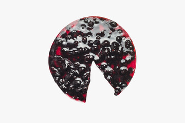 Blueberry curd cake. Sliced berry tart top view, isolated