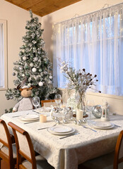 Christmas And New Year Holiday Table Setting