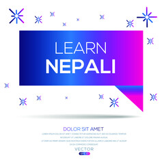 Creative (learn Nepali) text written in speech bubble ,Vector illustration.