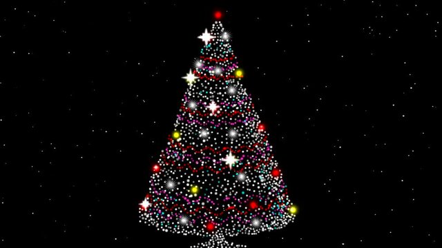 Shining christmas tree motion graphics with night background