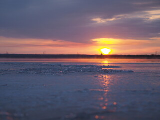 ウトナイ湖の朝焼け