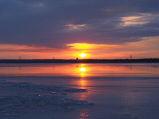 ウトナイ湖の朝焼け