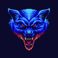 blue wolf head vector illustration