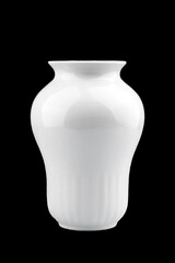 white porcelain flower vase in the shape of a pear, isolate