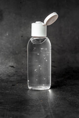 Antiseptic gel on a dark background