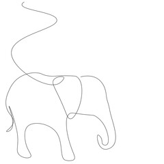 Elephant silhouette drawing on white background. Vector illustration