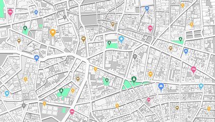 city map digital design with icon mark on street and building