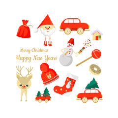 Christmas, New Year icons. White background. 