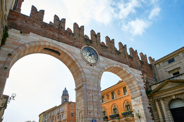 Old stone city gate in Verona