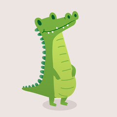 Vector illustration of cute cartoon Crocodile.