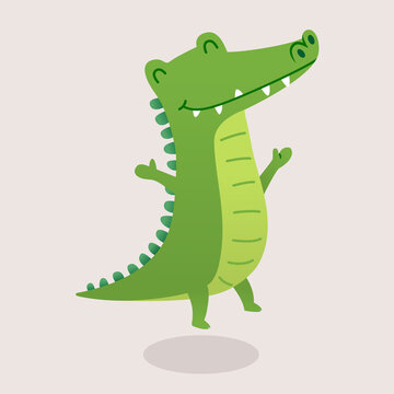 Vector illustration of cute cartoon Crocodile.