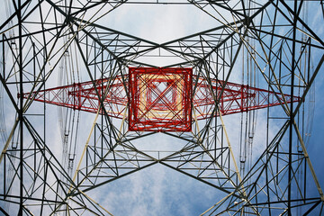 Electricity pylon view from below