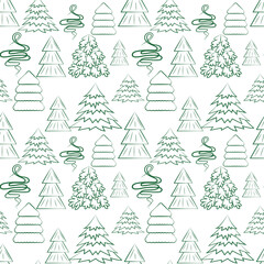 Seamless background with different Christmas trees. Vector New Year pattern. Print for textiles, bags, packaging vector illustration